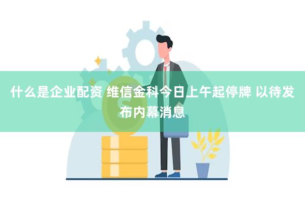 什么是企业配资 维信金科今日上午起停牌 以待发布内幕消息